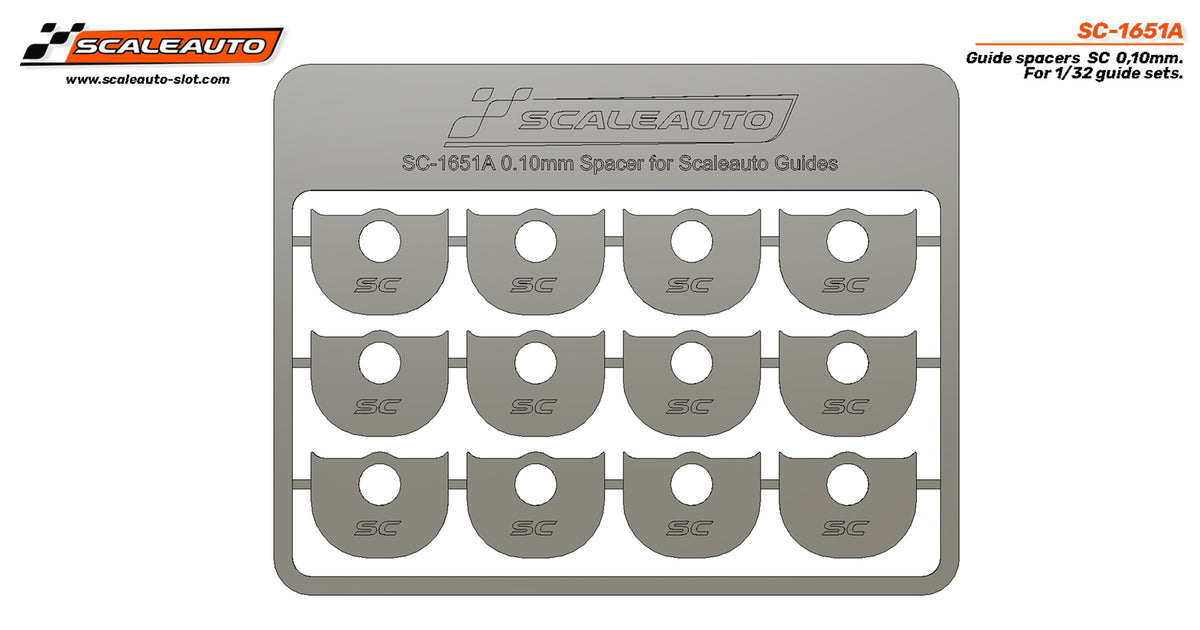 Separadores de guía Scaleauto 0,10 mm 1:32 (12 unidades) · Scaleauto SC-1651A