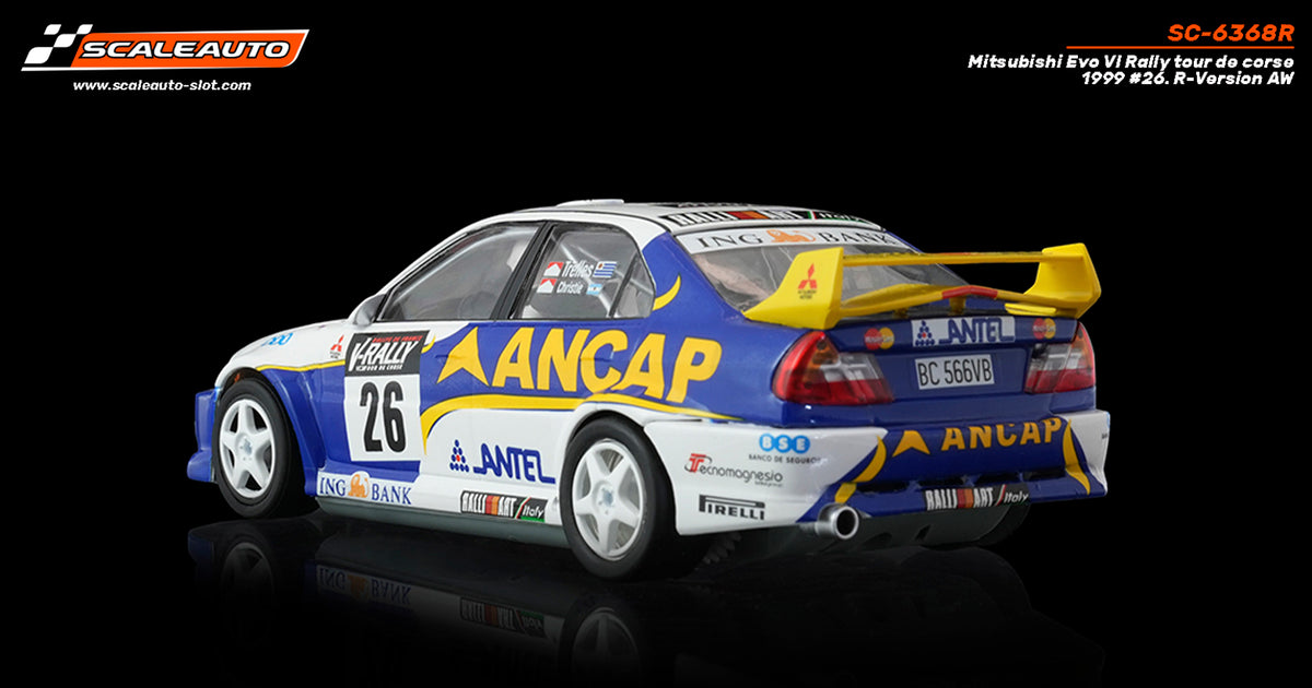 Mitsubishi Evo VI Ancap Rally Tour de Corse 1999 #26 Trelles / Christie. R-Version AW · Scaleauto SC-6368R · Fotografía 3