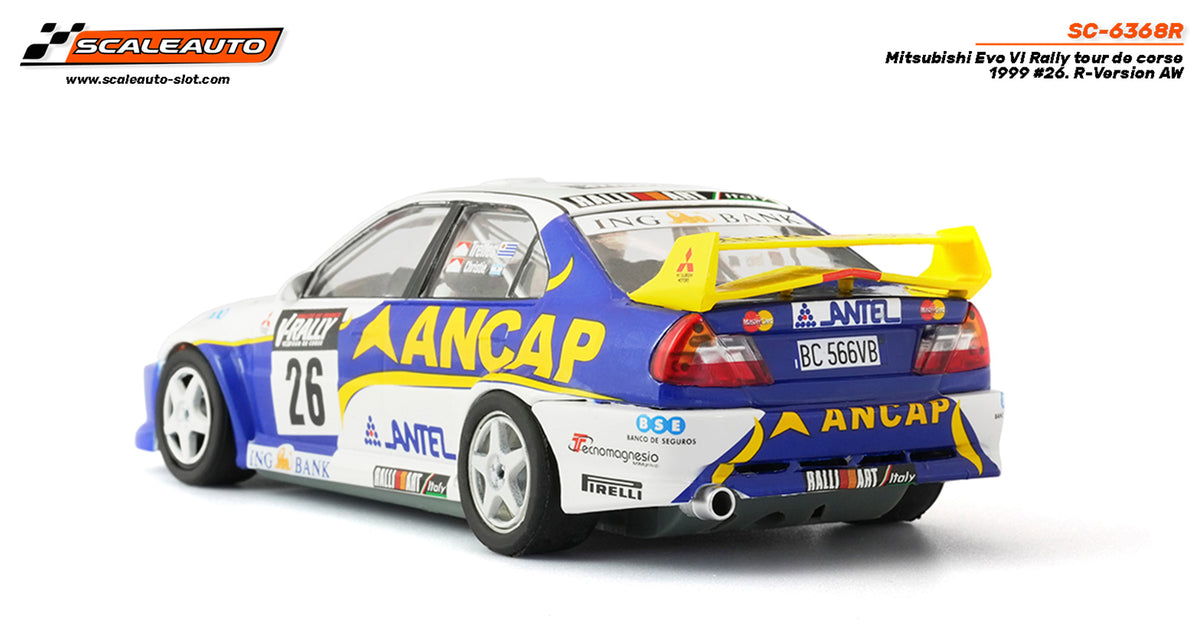 Mitsubishi Evo VI Ancap Rally Tour de Corse 1999 #26 Trelles / Christie. R-Version AW · Scaleauto SC-6368R · Fotografía 7