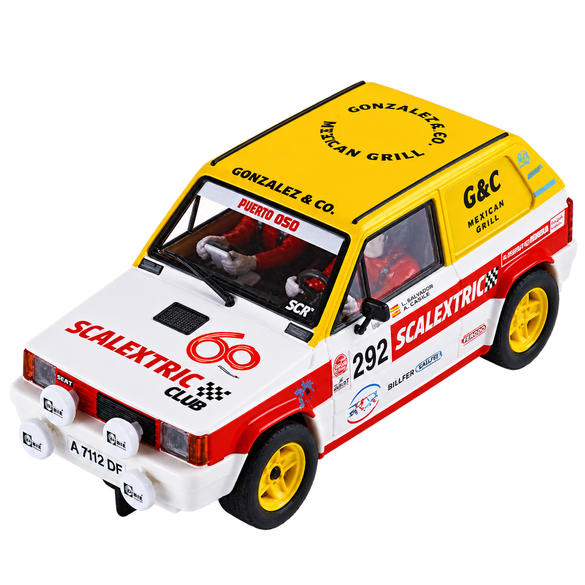Modelo compatible: Seat Panda Scalextric, edición 60 aniversario. Foto orientativa del coche; se vende únicamente el chasis 3D.