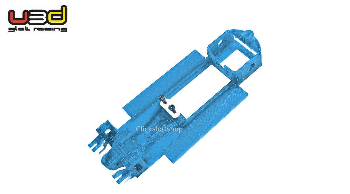 Chasis 3D línea Seat Ibiza Bimotor Scalextric U3d Slot Racing — nuevo azul U3D, logo y marca de agua Clickslot.shop