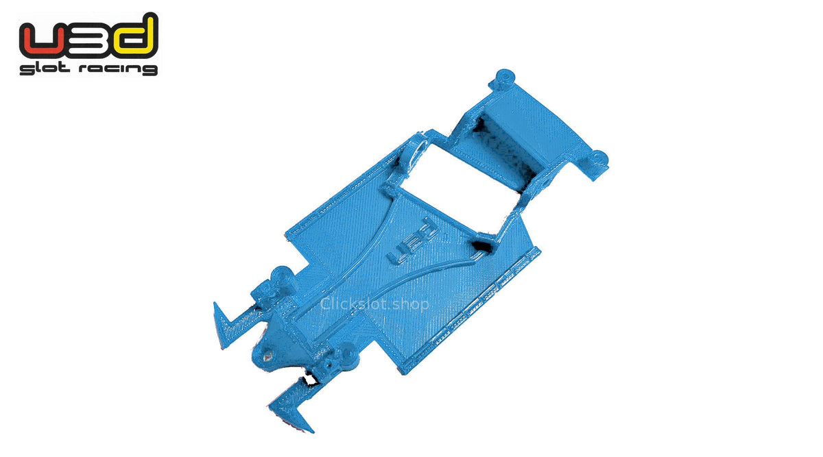 Chasis 3D ángulo Porsche 914/6 SRC U3d Slot Racing — nuevo azul U3D, logo y marca de agua Clickslot.shop