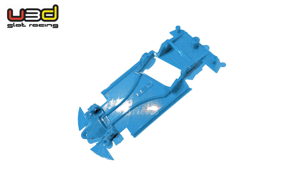 Chasis 3D ángulo Alfa Romeo 156 Fly Car Model U3d Slot Racing — nuevo azul U3D, logo y marca de agua Clickslot.shop