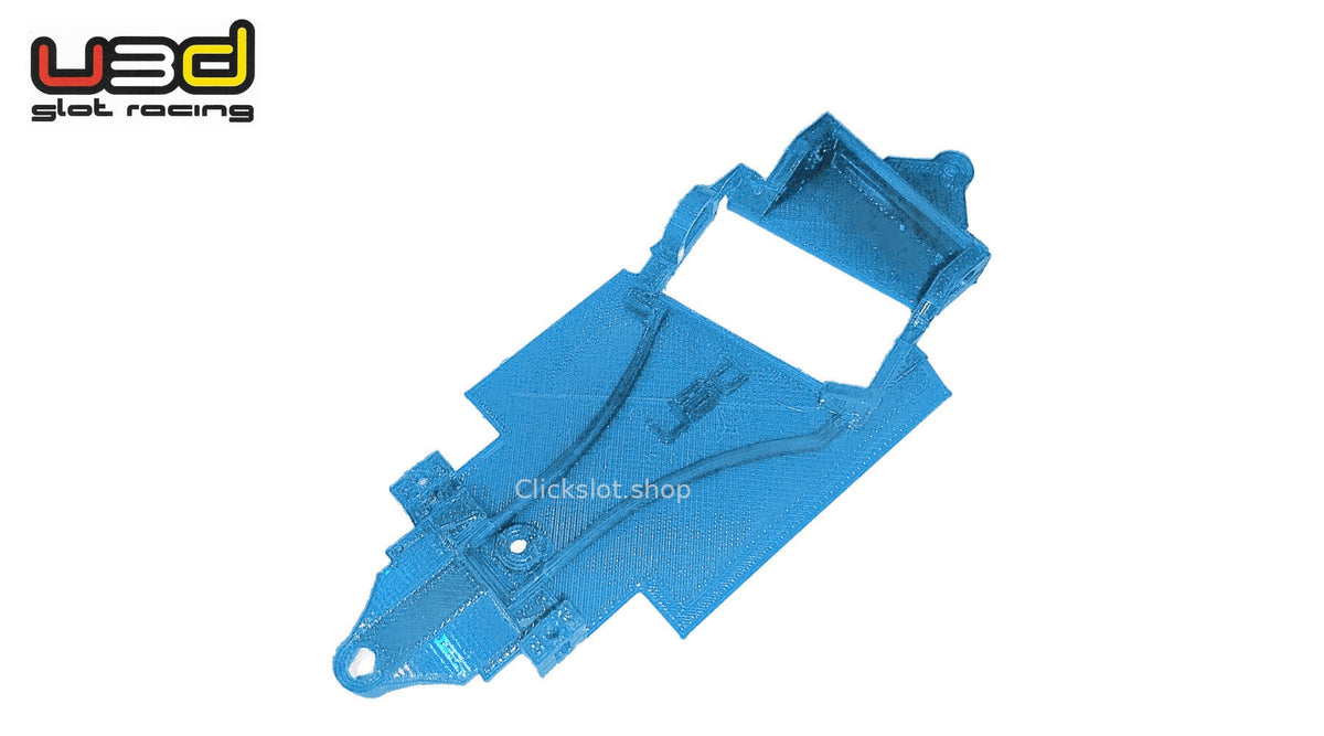 Chasis 3D ángulo Ford GT40 Slot.it U3d Slot Racing — nuevo azul U3D, logo y marca de agua Clickslot.shop