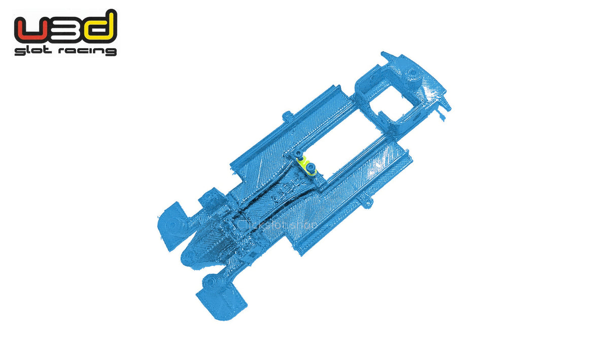 Chasis 3D línea Ford Puma Rally1 WRC Scalextric U3d Slot Racing — nuevo azul U3D, logo y marca de agua Clickslot.shop