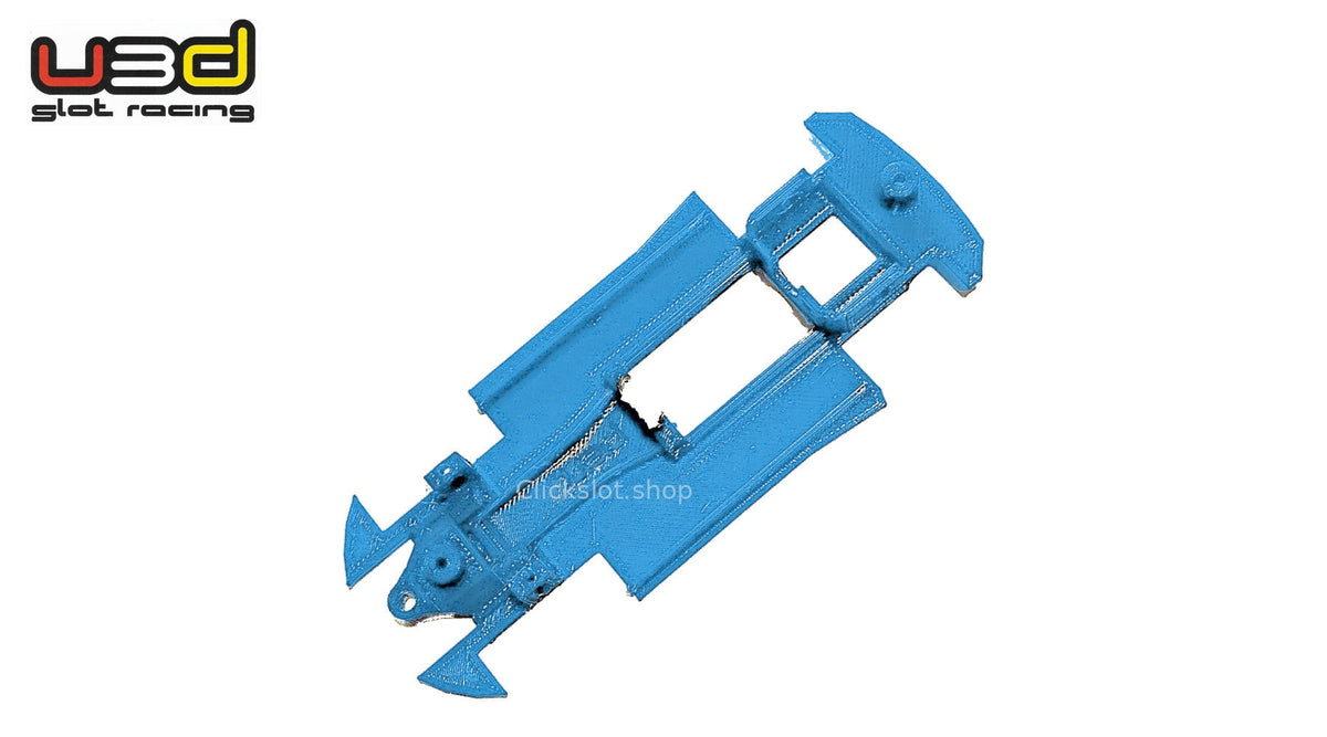 Chasis 3D línea Ford Focus WRC Ninco U3d Slot Racing — nuevo azul U3D, logo y marca de agua Clickslot.shop