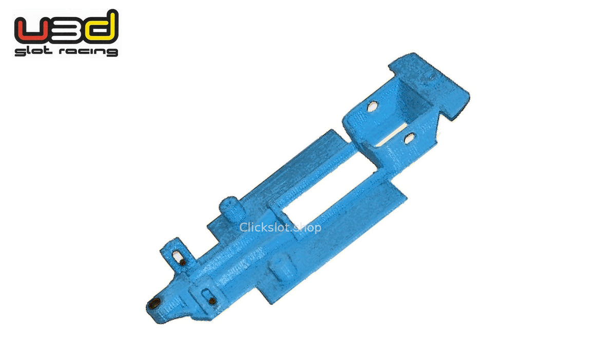 Chasis 3D línea Ford Escort Cosworth Scalextric U3d Slot Racing — nuevo azul U3D, logo y marca de agua Clickslot.shop